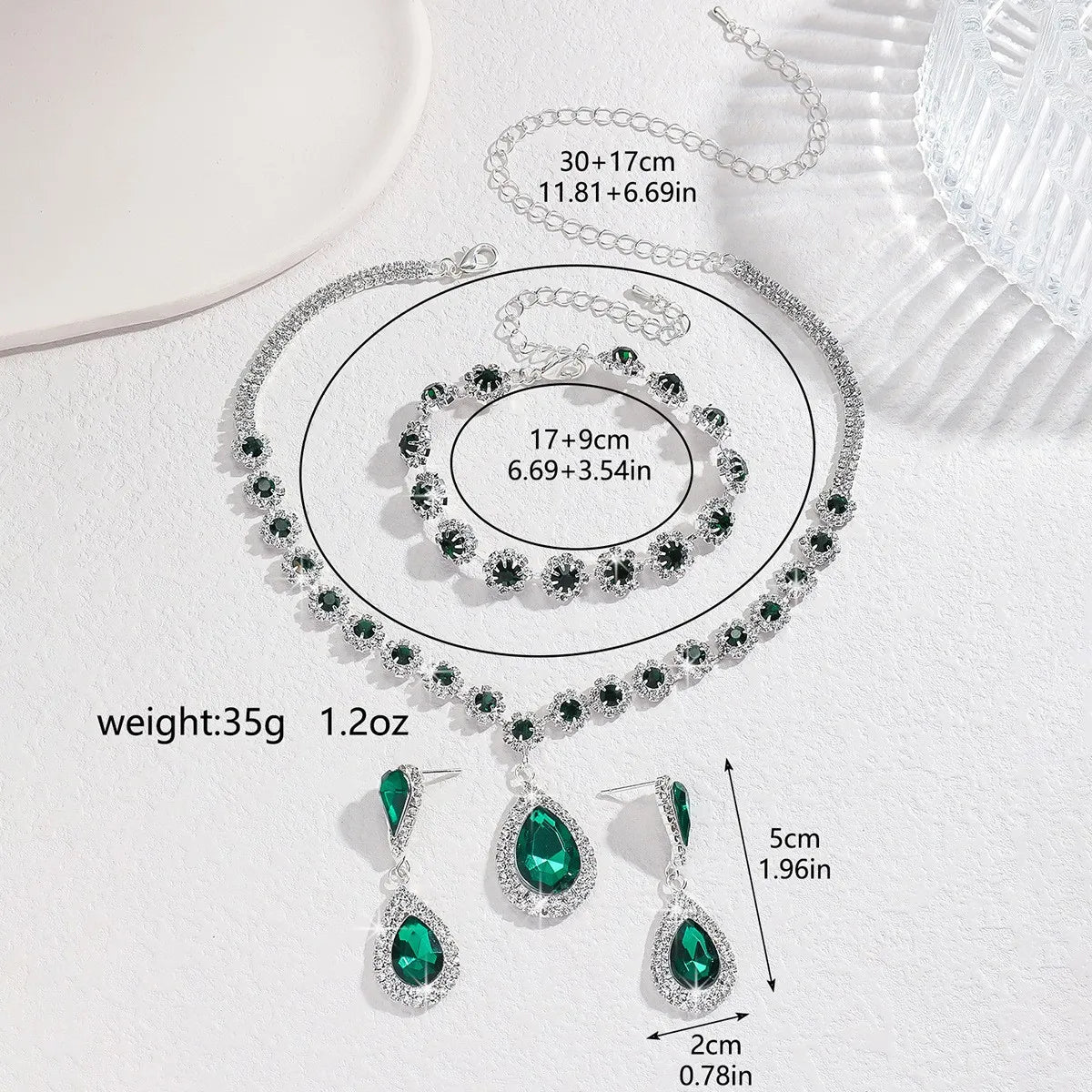 4PC femmes mode goutte d'eau fleur collier boucles d'oreilles Bracelet ensemble de bijoux fête de mariage Festival cadeau-8065