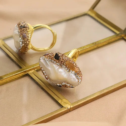 Parure de bijoux pour femmes en perles baroques naturelles, collier, bracelet, boucles d'oreilles, bague, ensemble élégant de luxe pour femmes, cadeaux GS0201