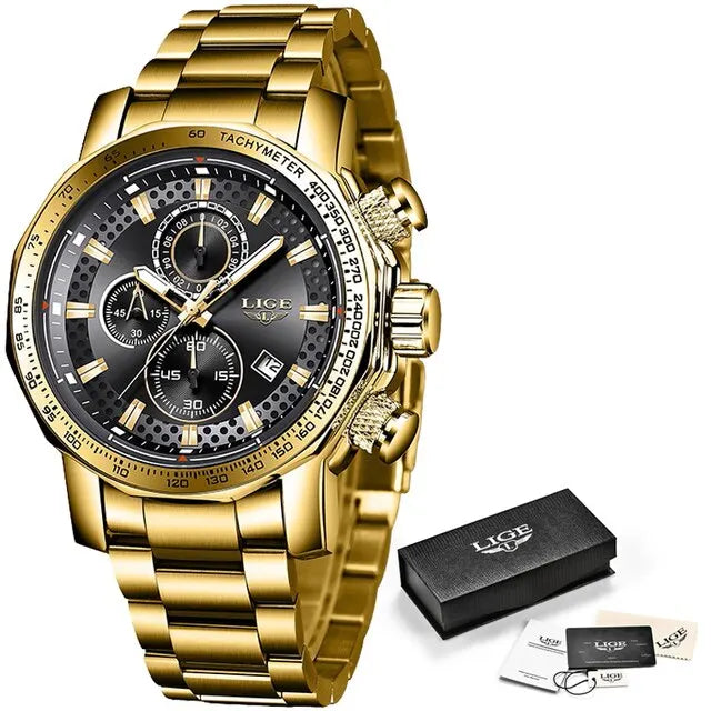 Nouveau Sport Chronographe Hommes Montres Top Marque De Luxe En Acier Plein Quartz Horloge Étanche Grand Cadran Montre Hommes