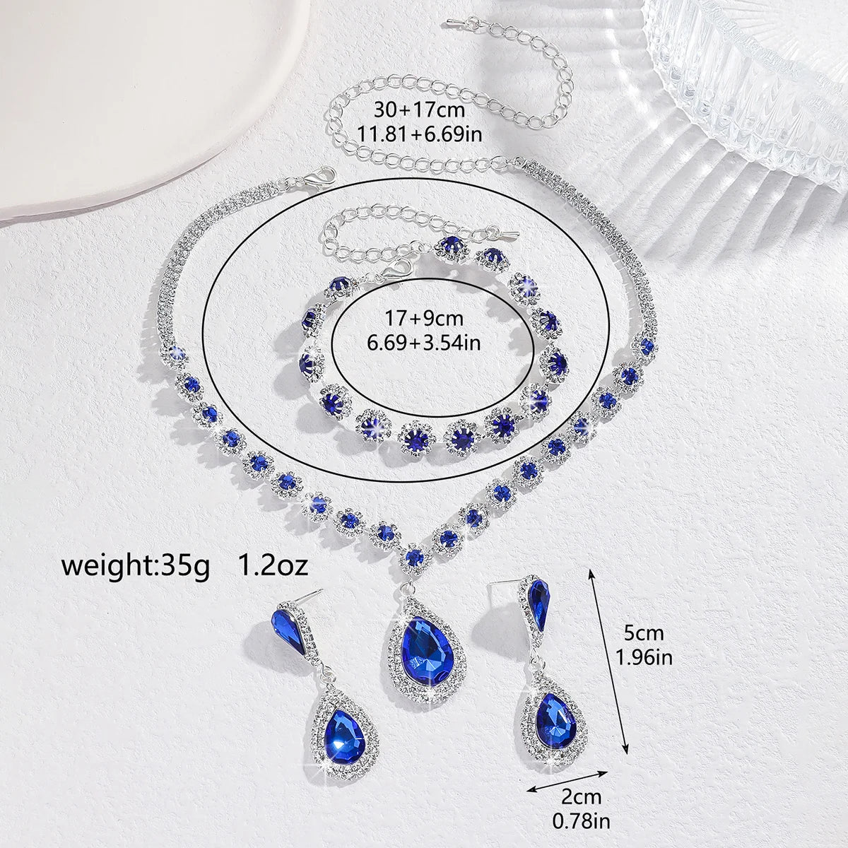 4PC femmes mode goutte d'eau fleur collier boucles d'oreilles Bracelet ensemble de bijoux fête de mariage Festival cadeau-8065
