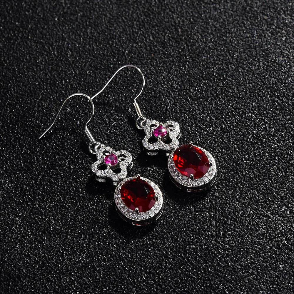 Collier en argent sterling S925, collier en rubis naturel, bijoux haut de gamme à la mode, bracelet, boucles d'oreilles, bague, pendentif pour femmes