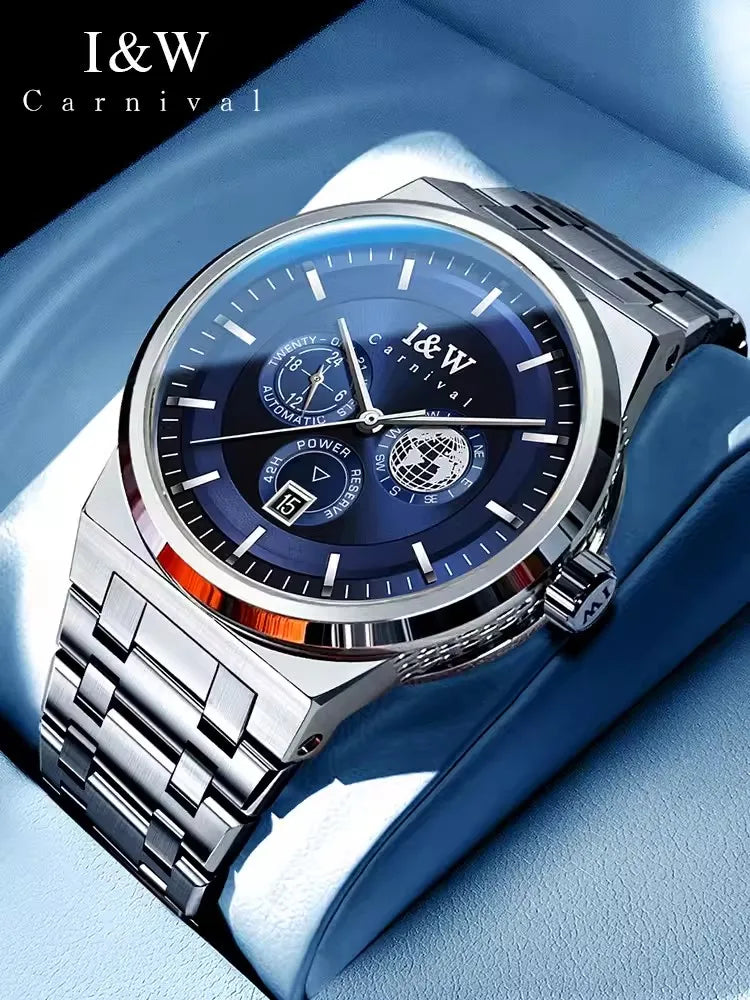 Montre Homme CARNIVAL Montre d'affaires mécanique pour hommes marque de luxe Montre-bracelet automatique 50M étanche 2024 Homme Reloj Hombre