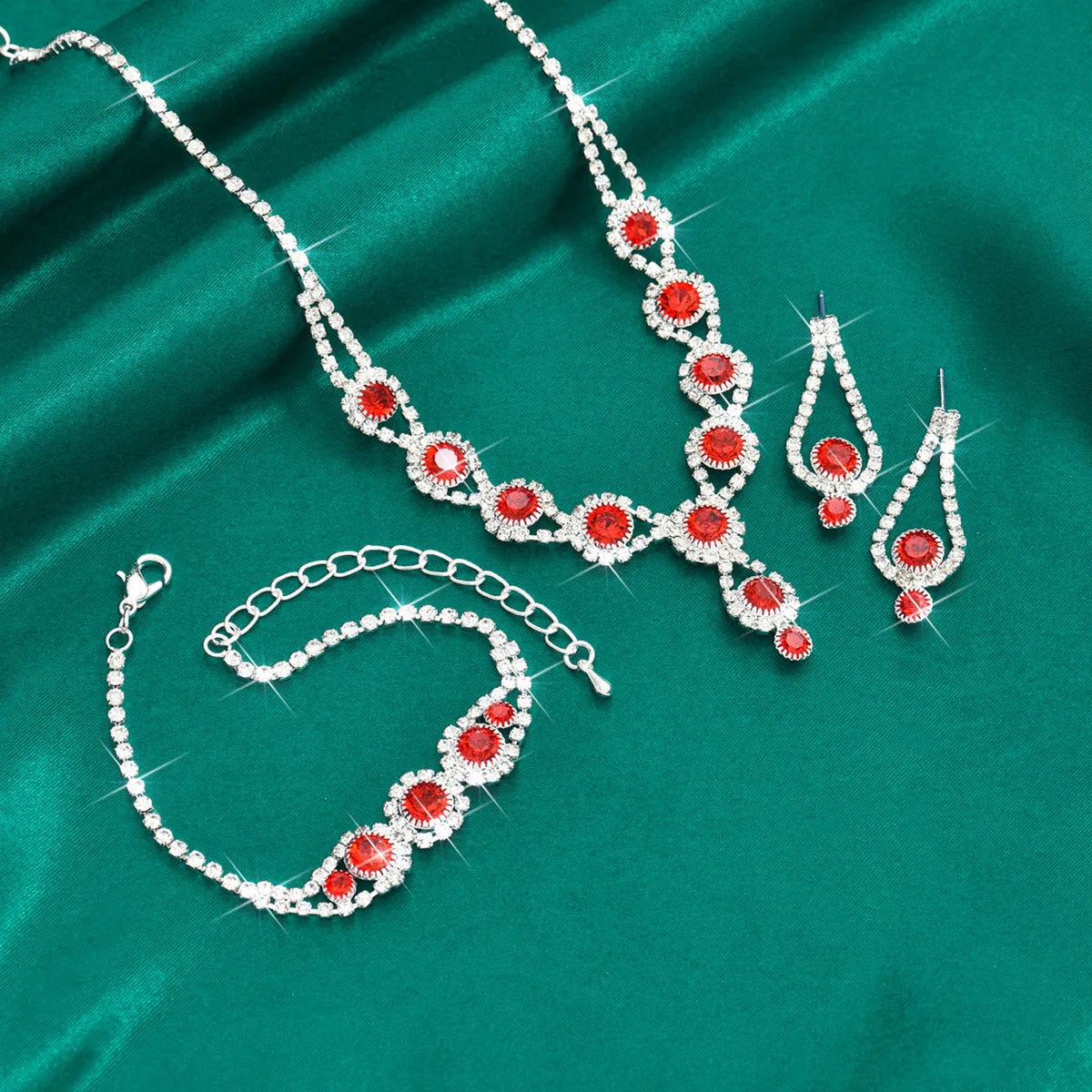 KMVEXO-Ensemble de bijoux en biscuits brillants pour femmes, collier, boucles d'oreilles, bracelet, patients de mariage, tour de cou en cristal, accessoires de banquet