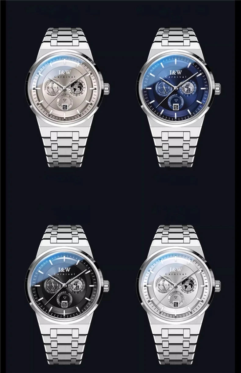 Montre Homme CARNIVAL Montre d'affaires mécanique pour hommes marque de luxe Montre-bracelet automatique 50M étanche 2024 Homme Reloj Hombre