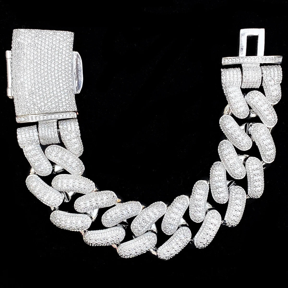 Aokaishen 32mm glacé épais lourd Miami Baguette Bracelet pour hommes 5A zircon cubique plaqué or Hip Hop bijoux