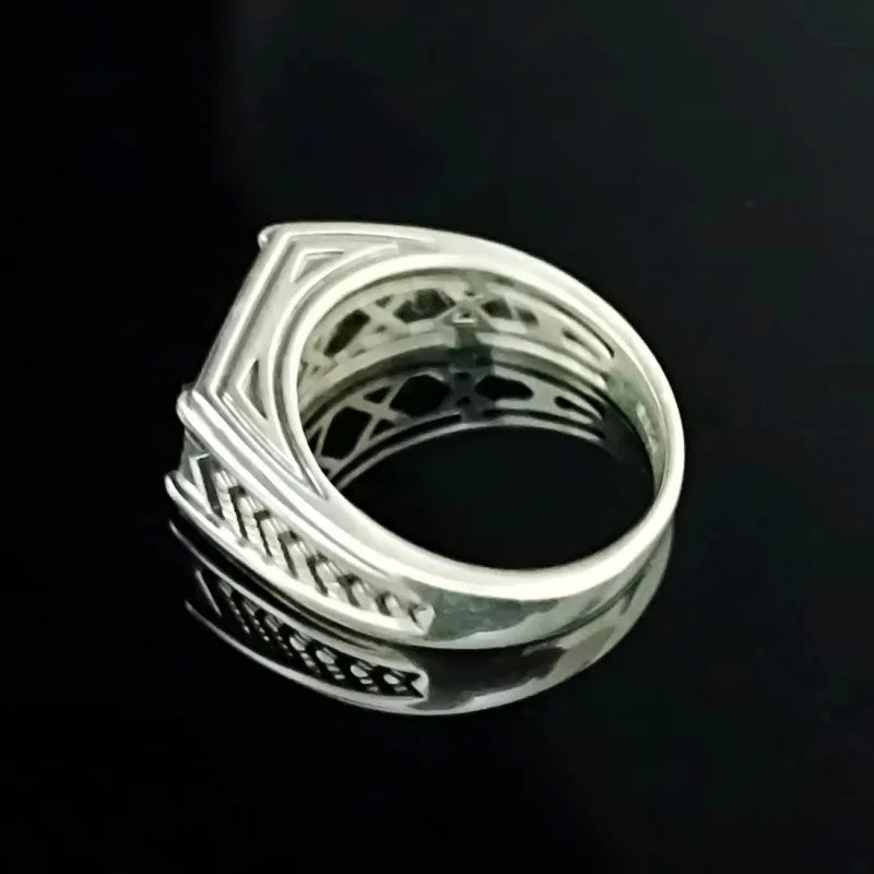 BOCAI-Bague rectangulaire en argent 100% S925 pour homme, bijoux en agate noire naturelle, style punk à la mode, cadeau exquis, livraison directe