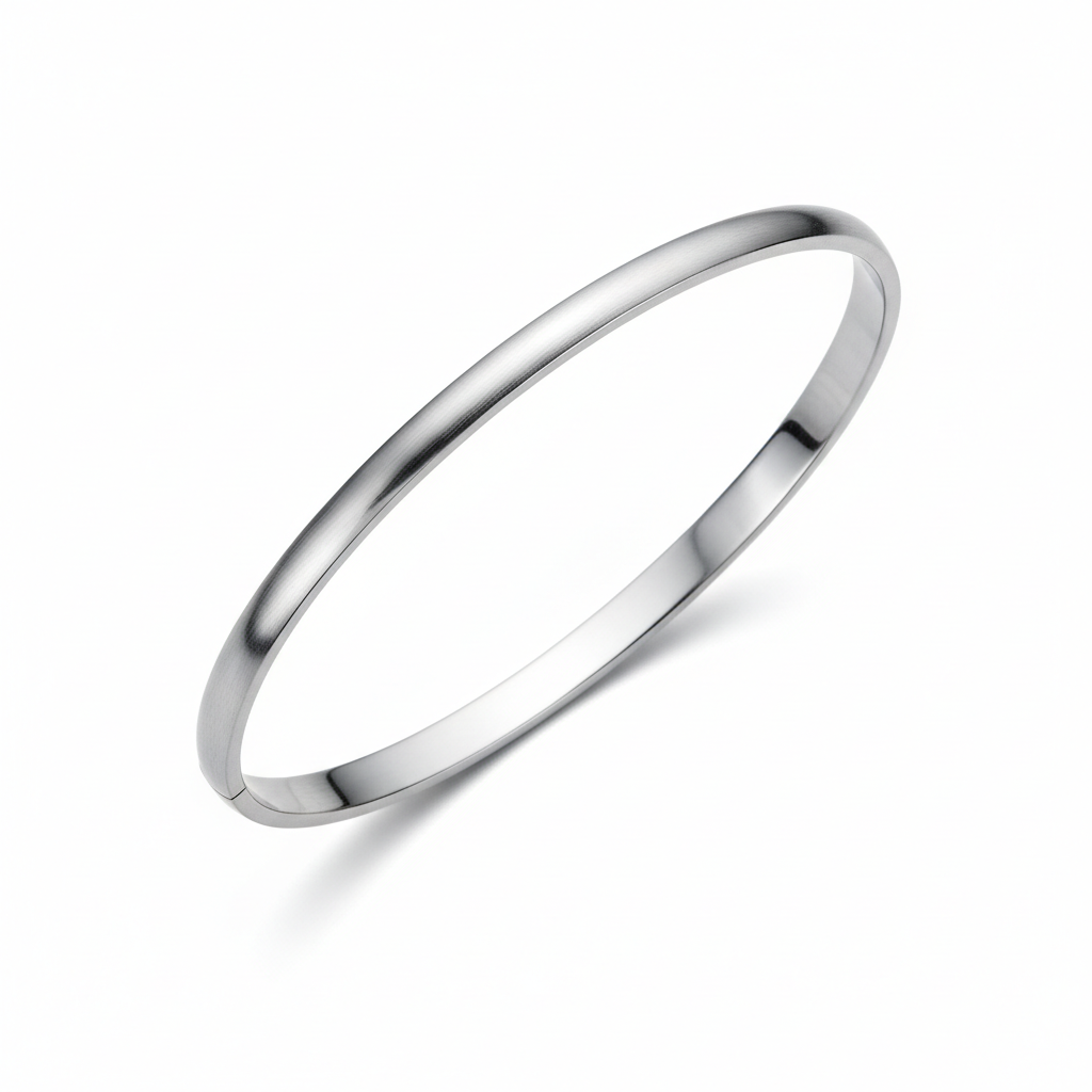 Bracelet jonc en acier inoxydable argenté