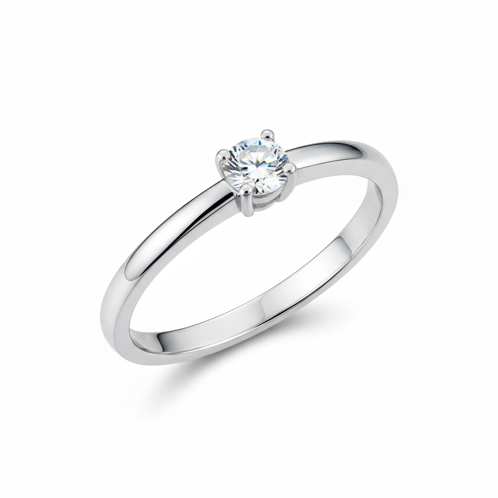Bague fine en acier inoxydable argenté avec zircon transparent